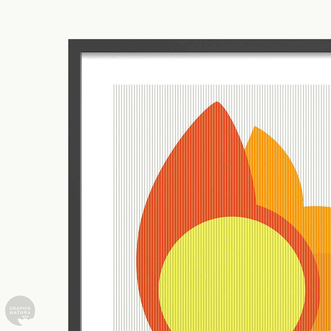 Orange Red Abstract Bloom Poster Geometric Floral Modern Art - Image 3