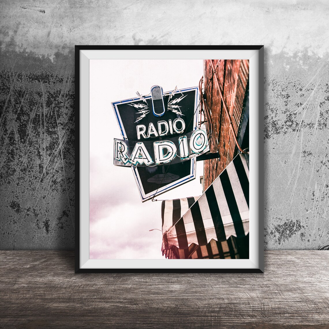 Radio Radio Indianapolis Retro Neon Microphone Sign Photo Poster