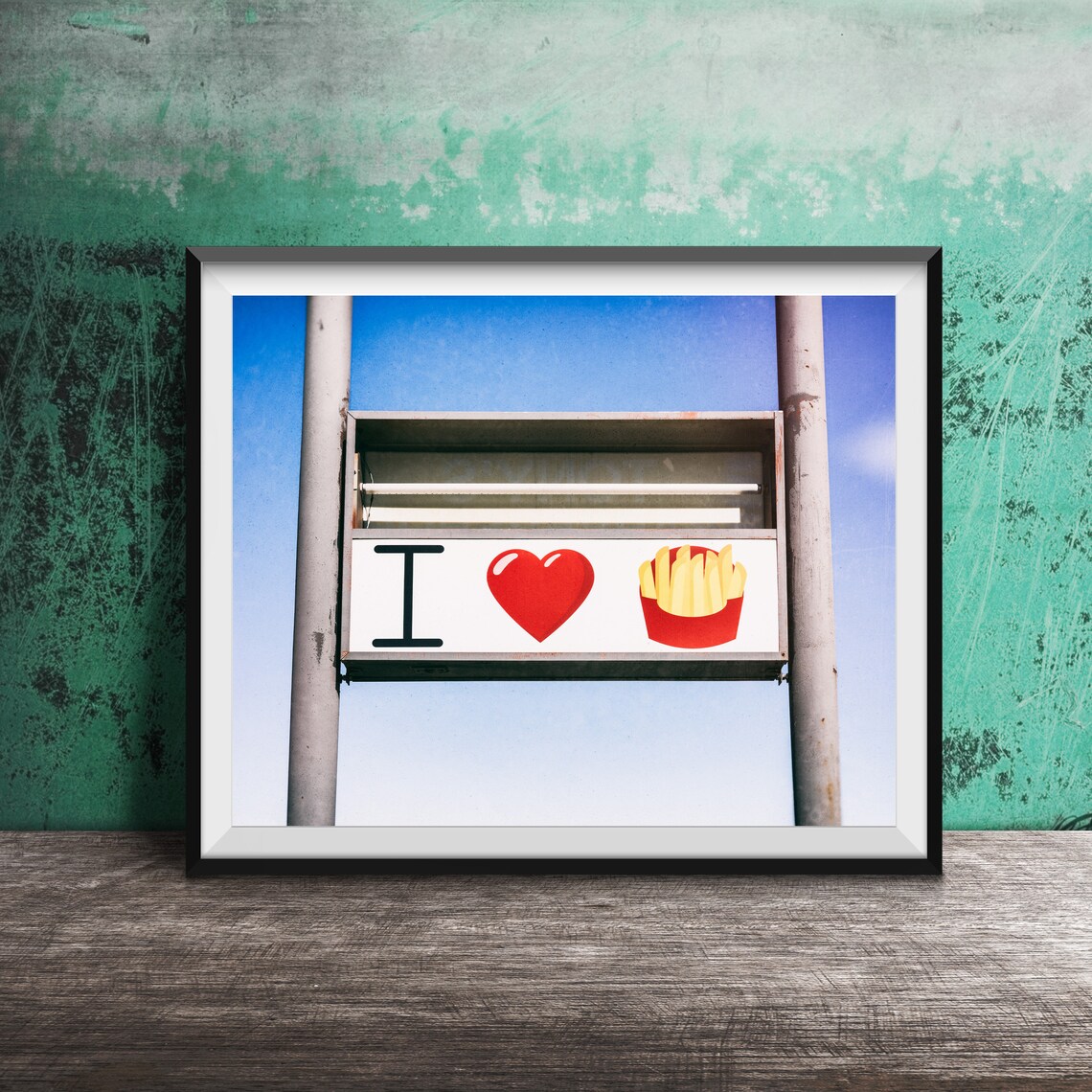 I Love French Fries Retro American Kitchen Sign Photography Poster