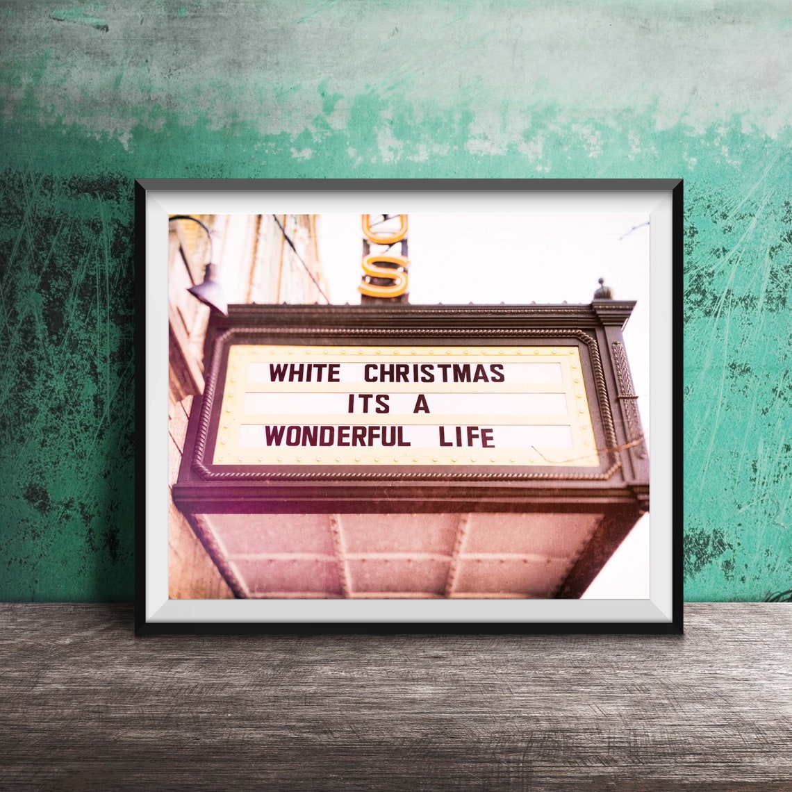 White Christmas Its A Wonderful Life Photography Print Unframed Photography Print Holiday Movie Theater Marquee Art Print Photo