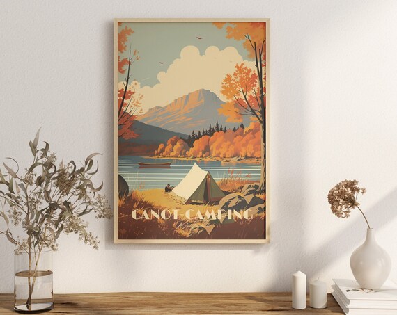Canot Camping Mont Tremblant Lakeside Tent Vintage Travel Poster