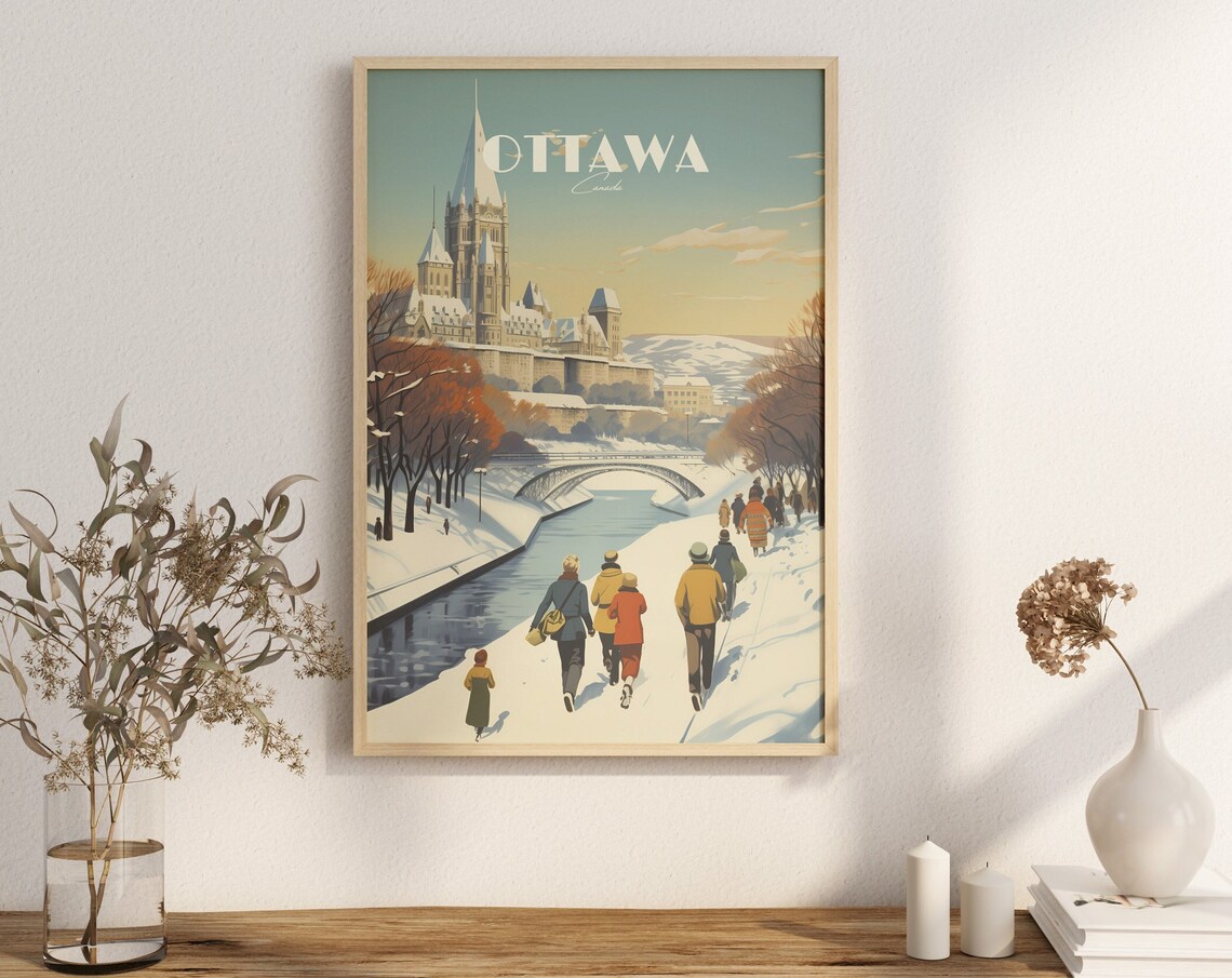 Ottawa Canal Rideau Vintage Travel Poster