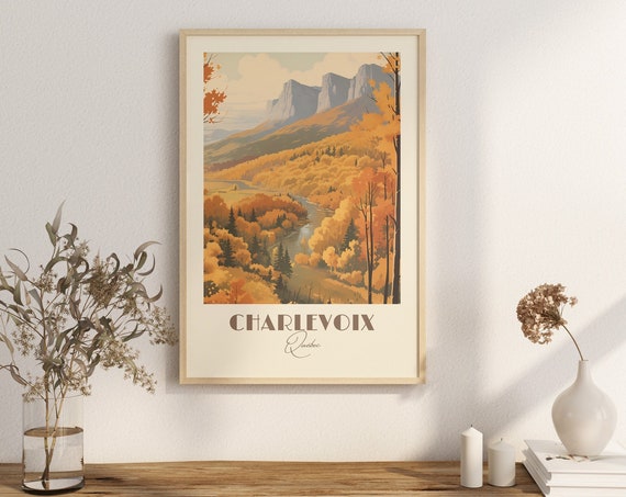 Print Charlevoix Poster Wall Decor Art Canada Whale Watching Hike Walk Kayak Vintage