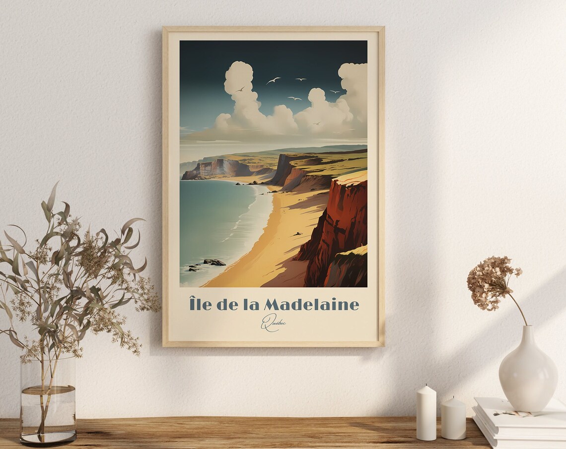Madeleine Island Travel Poster, Beach Relaxation Art