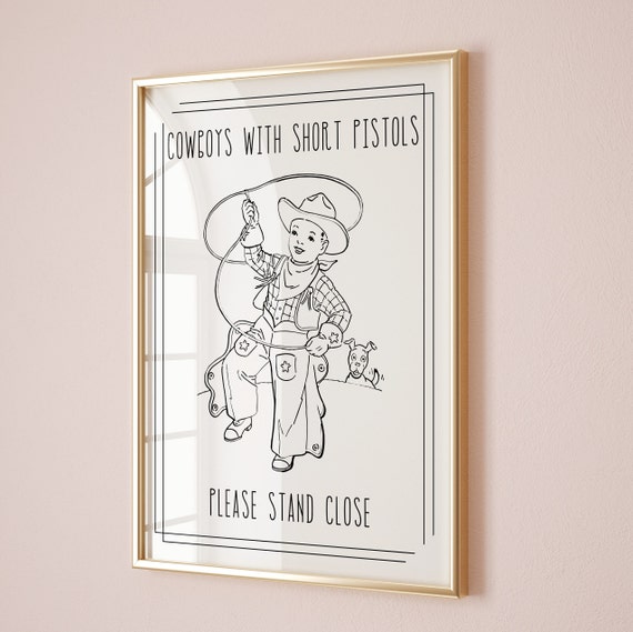 Cowboys With Short Pistols Physical Bathroom Print Funny Bathroom Wall Art Retro Bathroom Quote Poster Toilet Humor Guest Bathroom Sign Cute