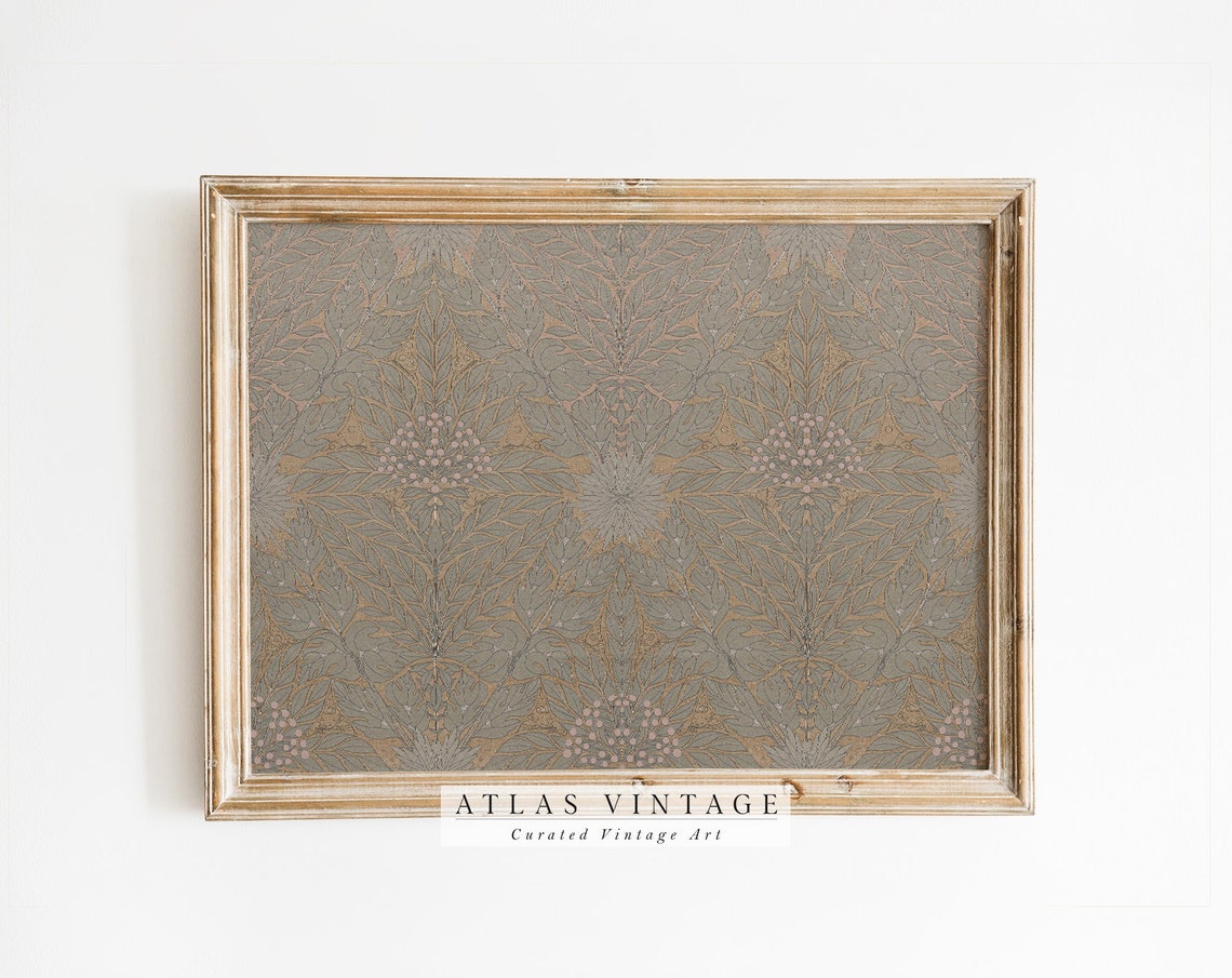Vintage Floral Tapestry Leaf Pattern Botanical Decor Art Poster