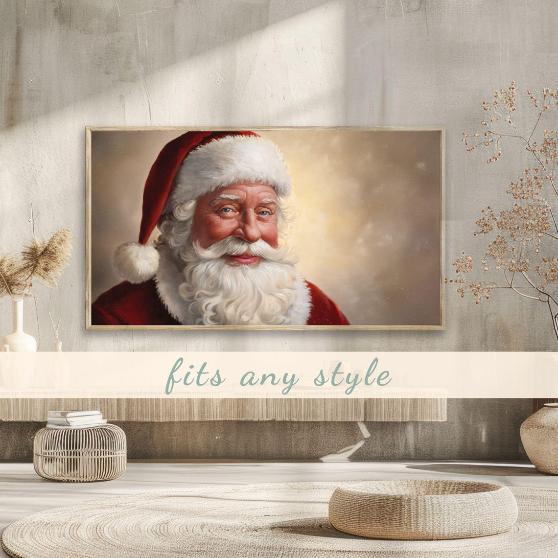 Frame Tv Art Christmas Frame Tv Art 4k Vintage Holiday Painting Santa Claus Close Up Portrait Tv Wallpaper - Image 3