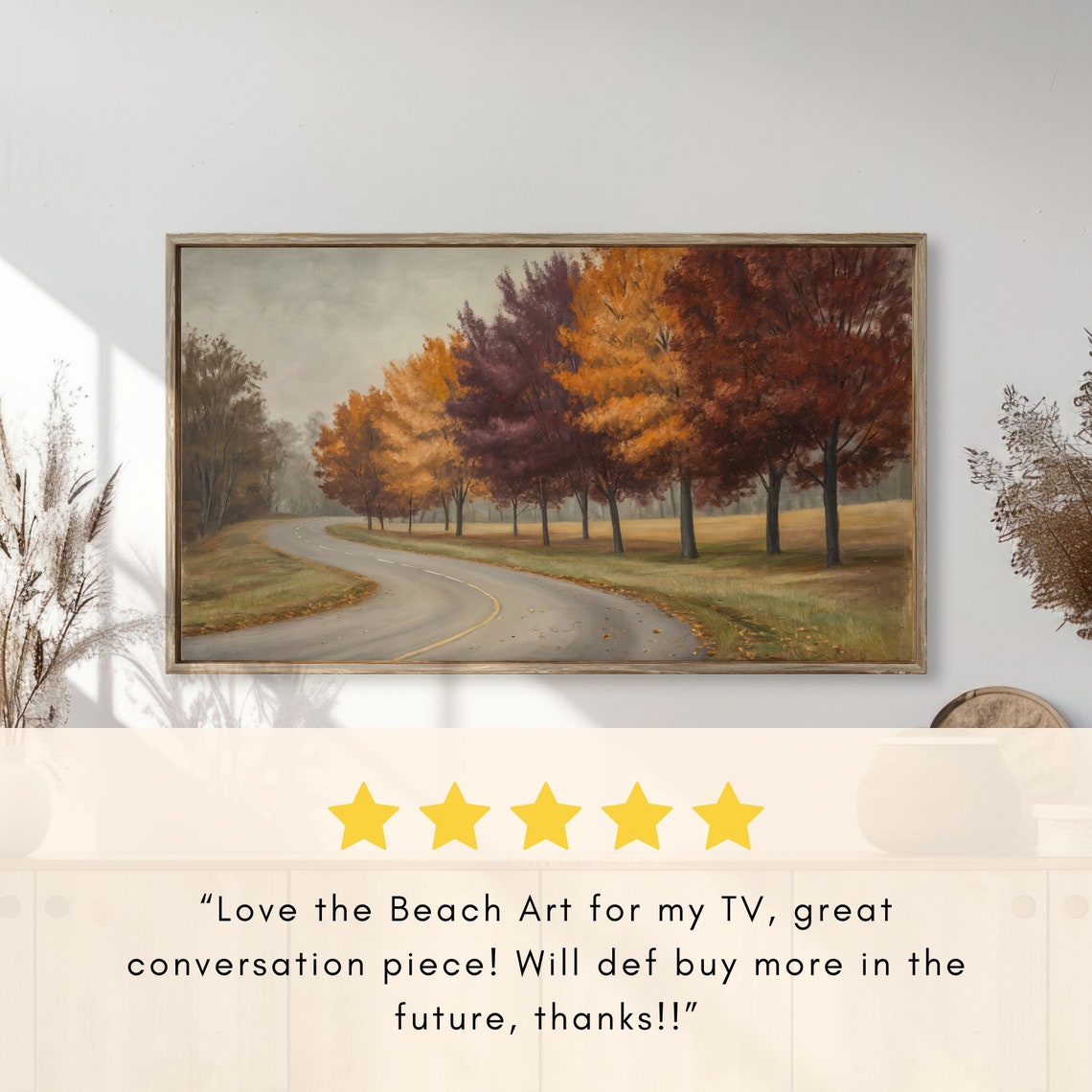 Winding Country Road Through Vibrant Autumn Trees Landscape Poster - Image 2