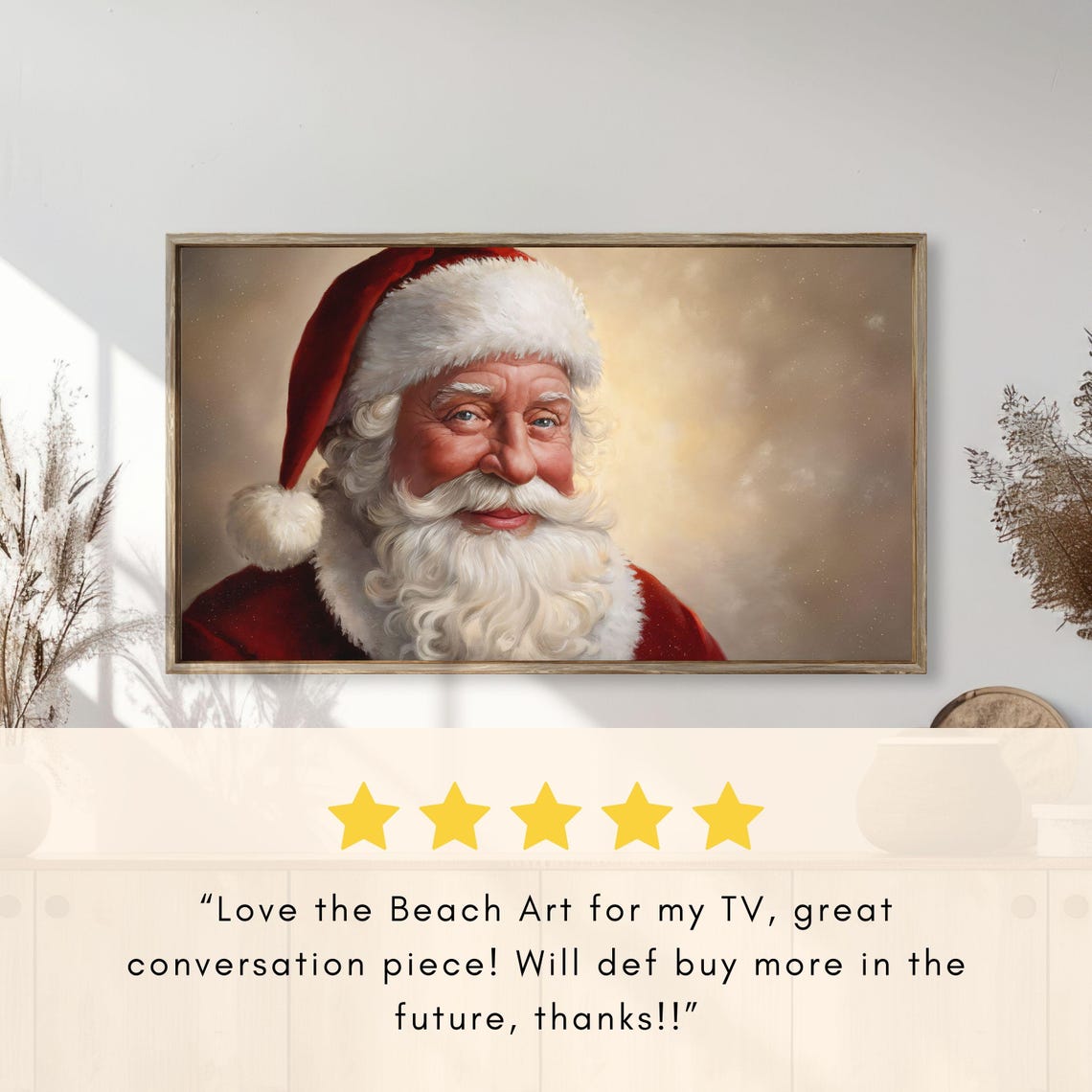 Frame Tv Art Christmas Frame Tv Art 4k Vintage Holiday Painting Santa Claus Close Up Portrait Tv Wallpaper - Image 2