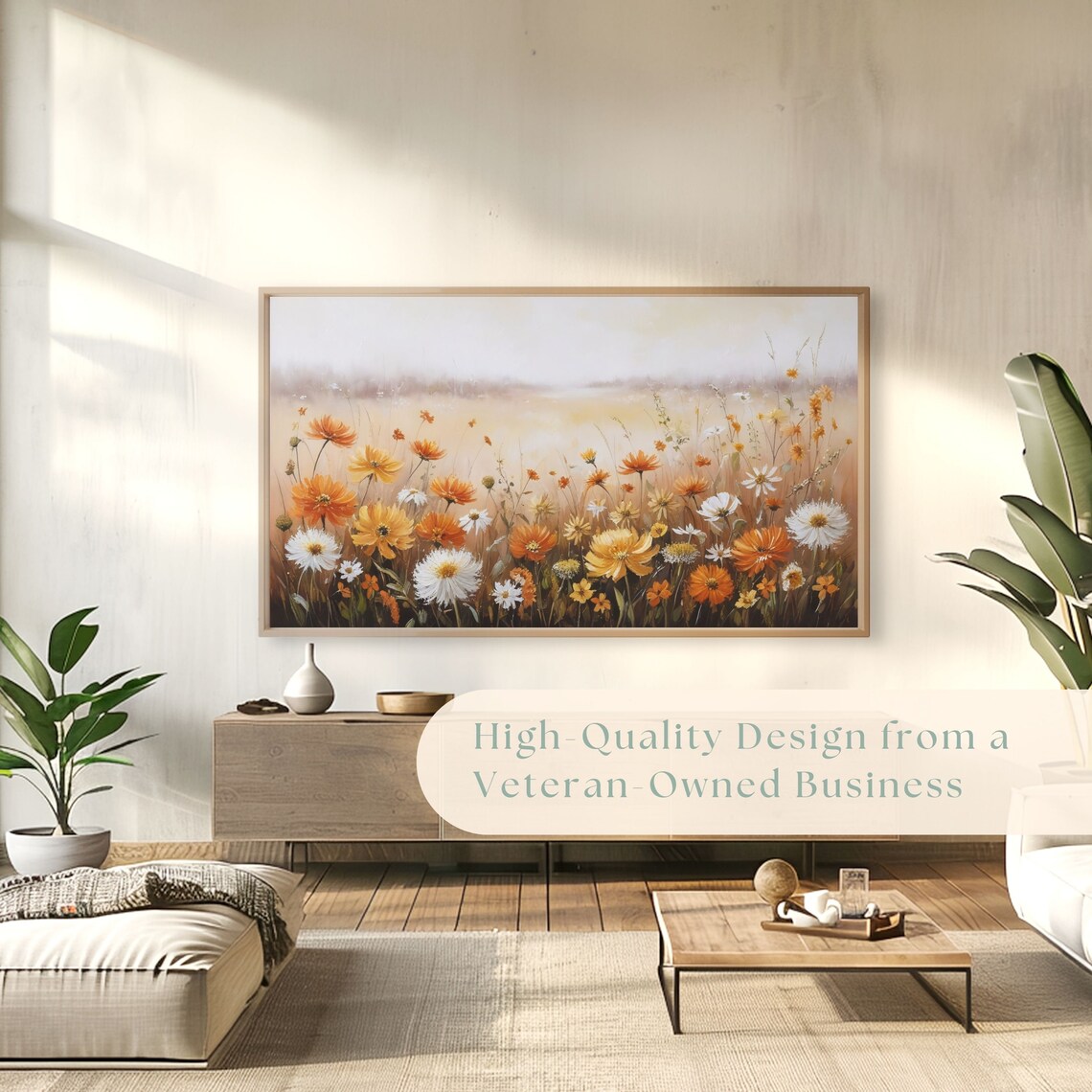 Autumn Wildflower Meadow with Orange White Yellow Blooms Poster - Image 4