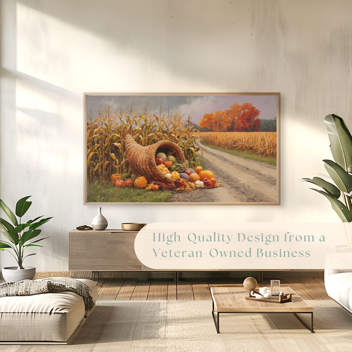 Cornucopia of Harvest Produce by Dirt Road Golden Cornfield Poster - Image 4