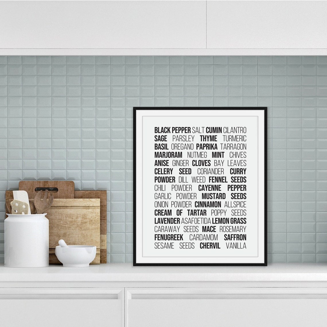 Herbs and Spices Typographic List Kitchen Wall Decor Minimalist Poster - Image 2