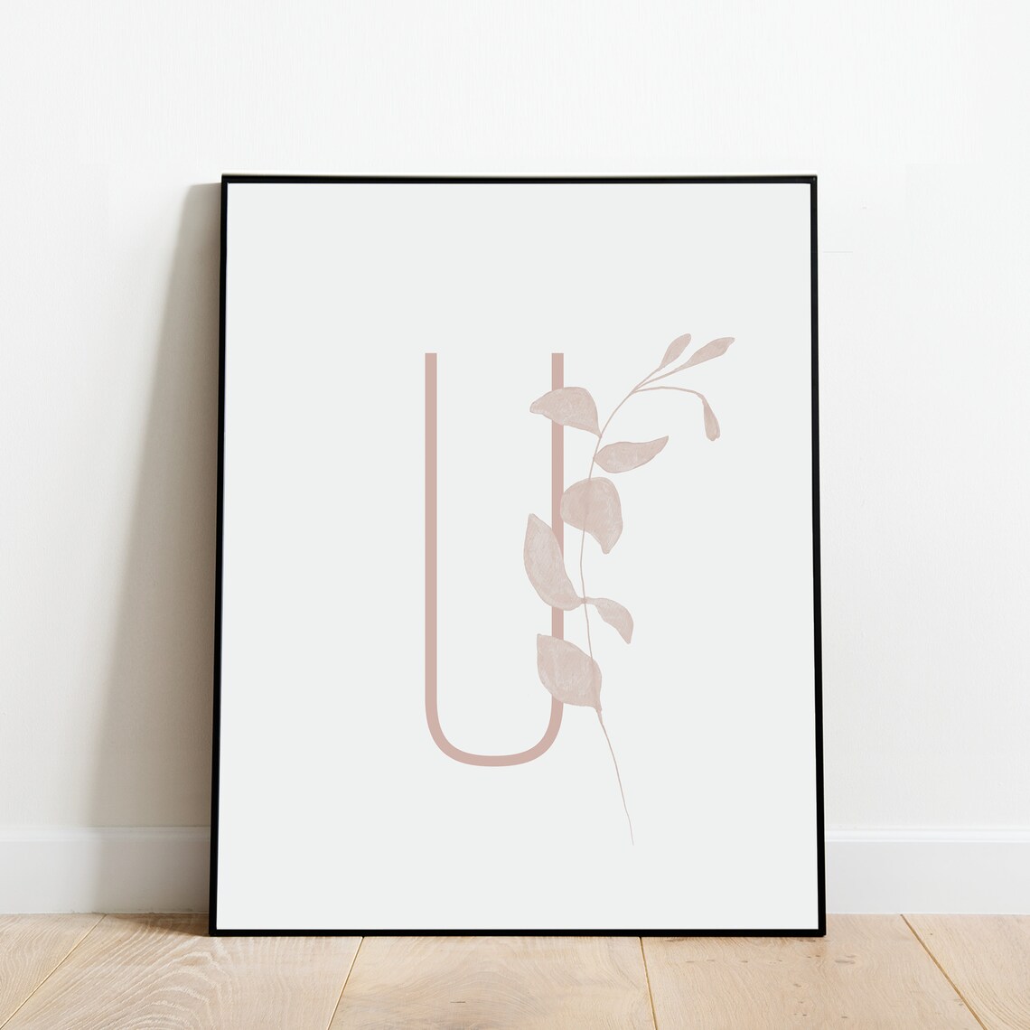 Letter U, Boho Botanical Minimalist Alphabet Art - Image 2