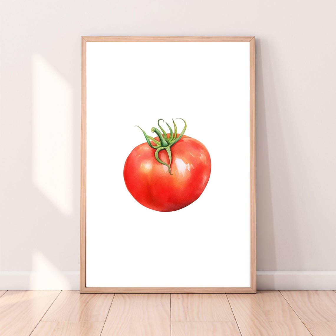 Ripe Red Vine Tomato Watercolor Kitchen Fruit Minimalist Poster