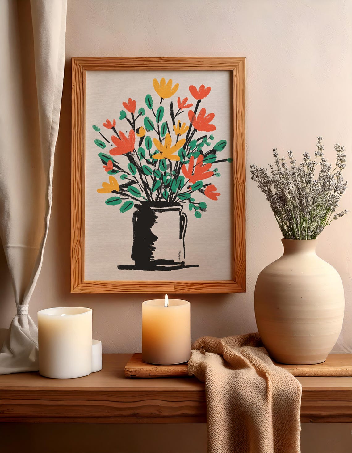 Floral Wall Art Flower Bouquet Print Botanical Colorful Painting Modern Home Decor