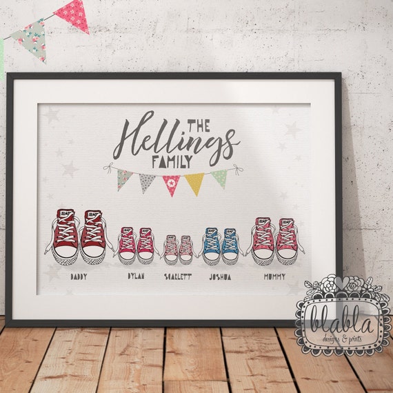 Trainers Family Poster Family Poster Personalised Family Poster Personalised Trainers Poster Custom Family Print
