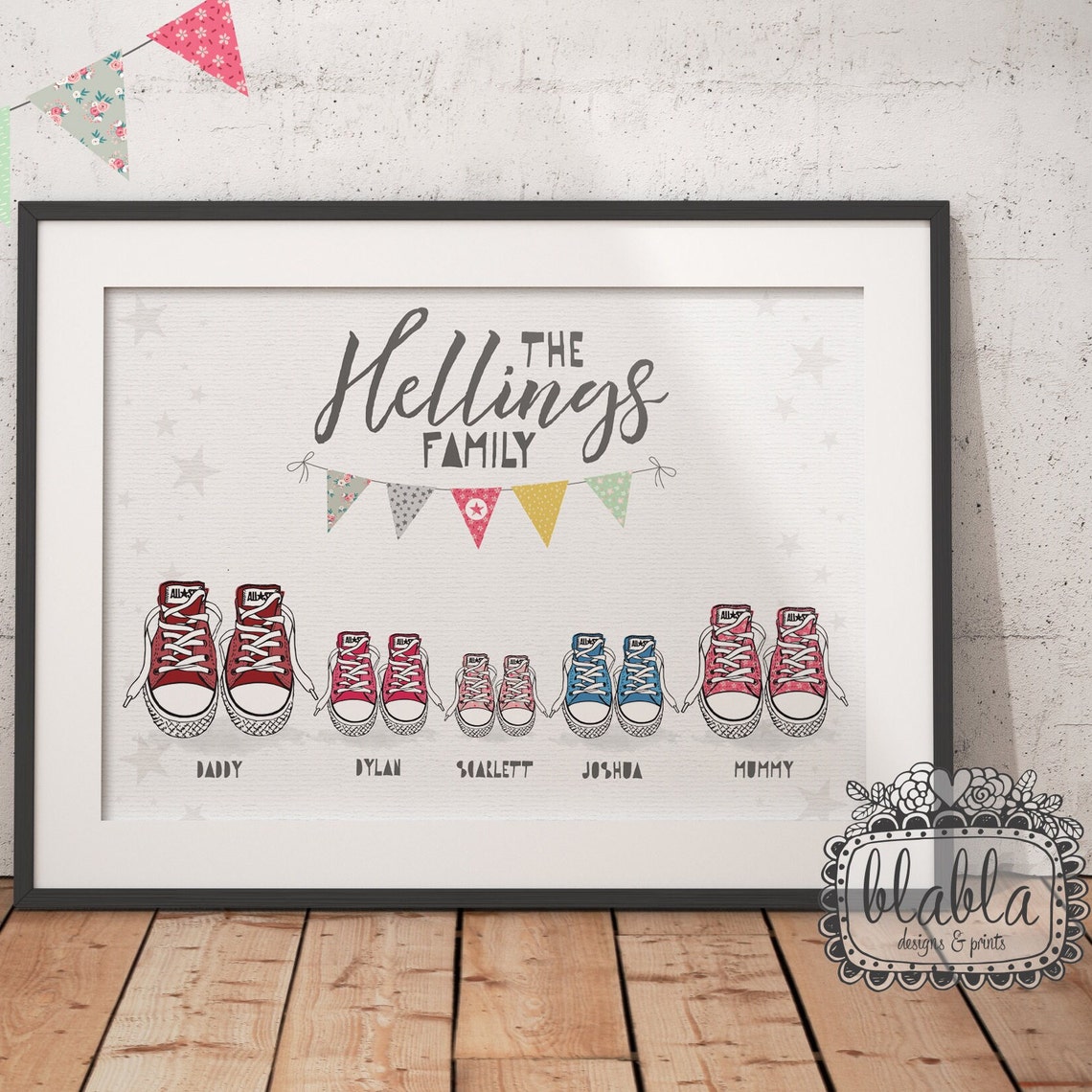 Trainers Family Poster Family Poster Personalised Family Poster Personalised Trainers Poster Custom Family Print