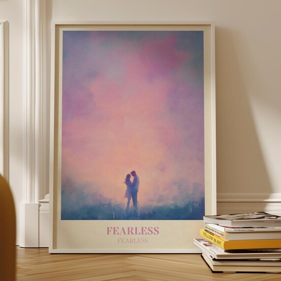 Fearless Couple Silhouette Poster Taylor Swift Inspired Pink Sky Artwork