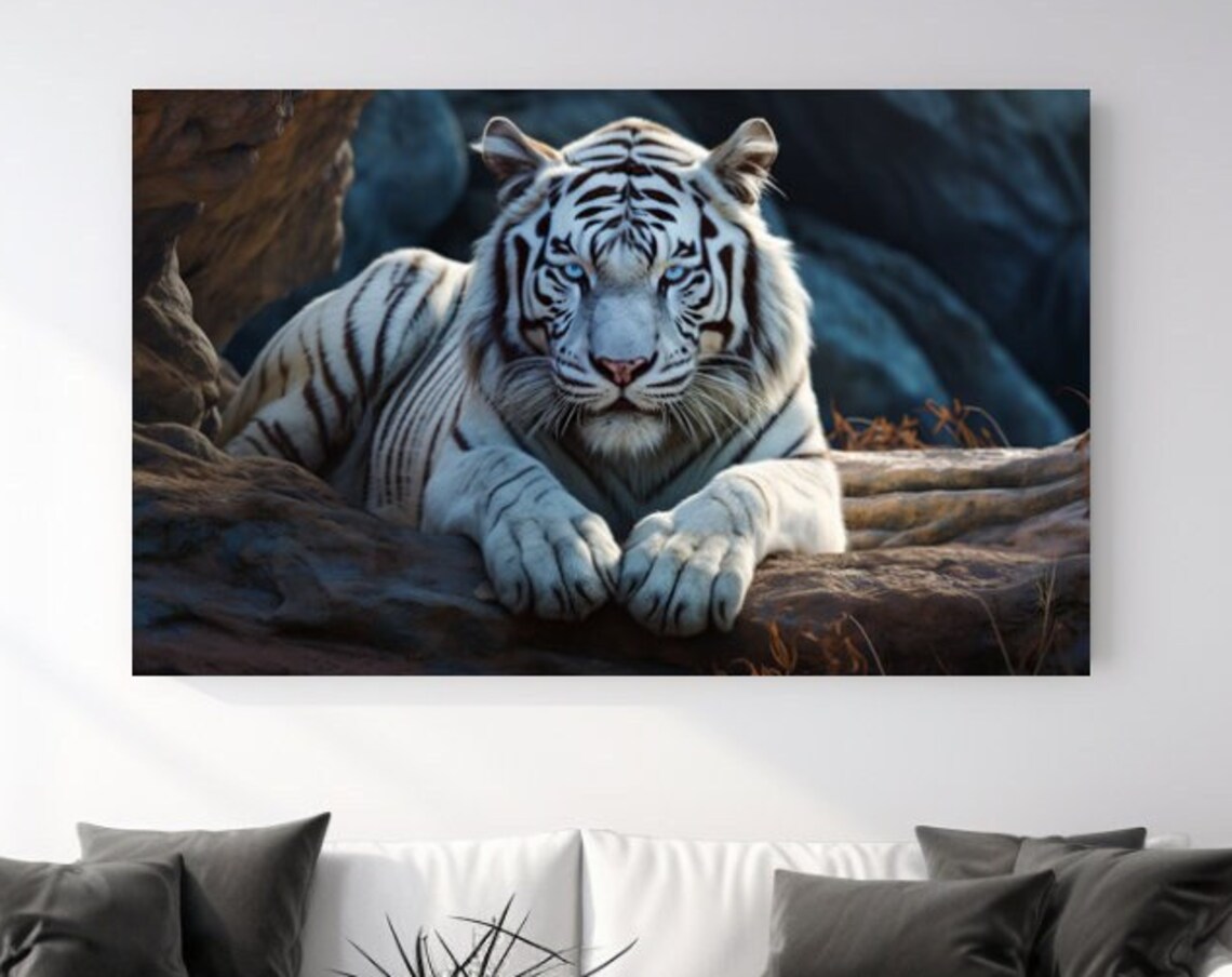 White Tiger I Animal Design Art Print for Christmas