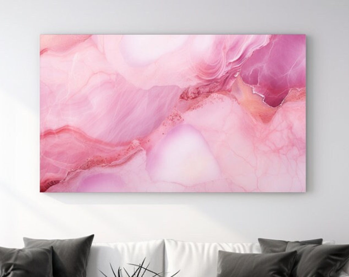 Pink Marble With Rose Gold Veins Abstract Luxury Wall Art Poster