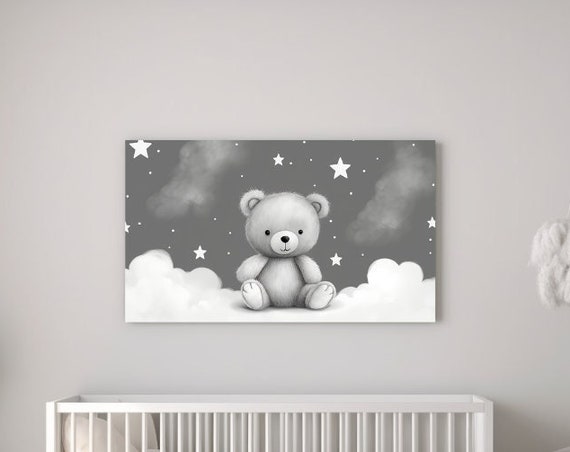 Teddy In The Sky Nursery Nursery Decor Kids Nursery Decor Unisex Nursery Decor Kids Prints Unisex Nursery Design Gift