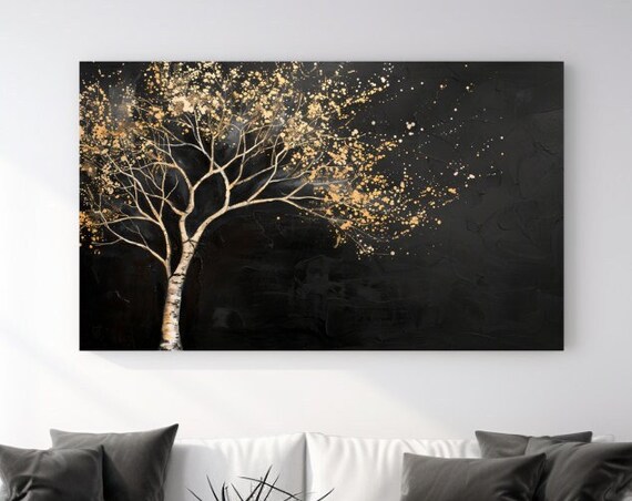 Abstract Gold Tree Painting I Picture Print Home Decor Wall Art Gift Room Decor Design Wall Hangings