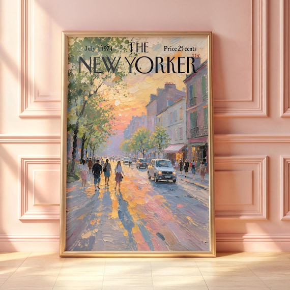 The New Yorker July 1974 Paris Street Sunset Impressionist Wall Print