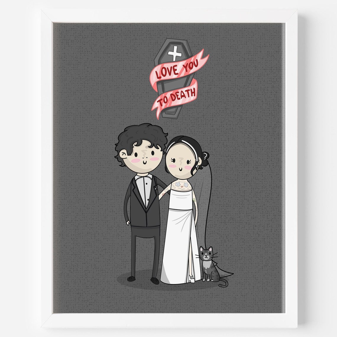 Custom Gothic Wedding Couple Portrait Love You to Death Poster