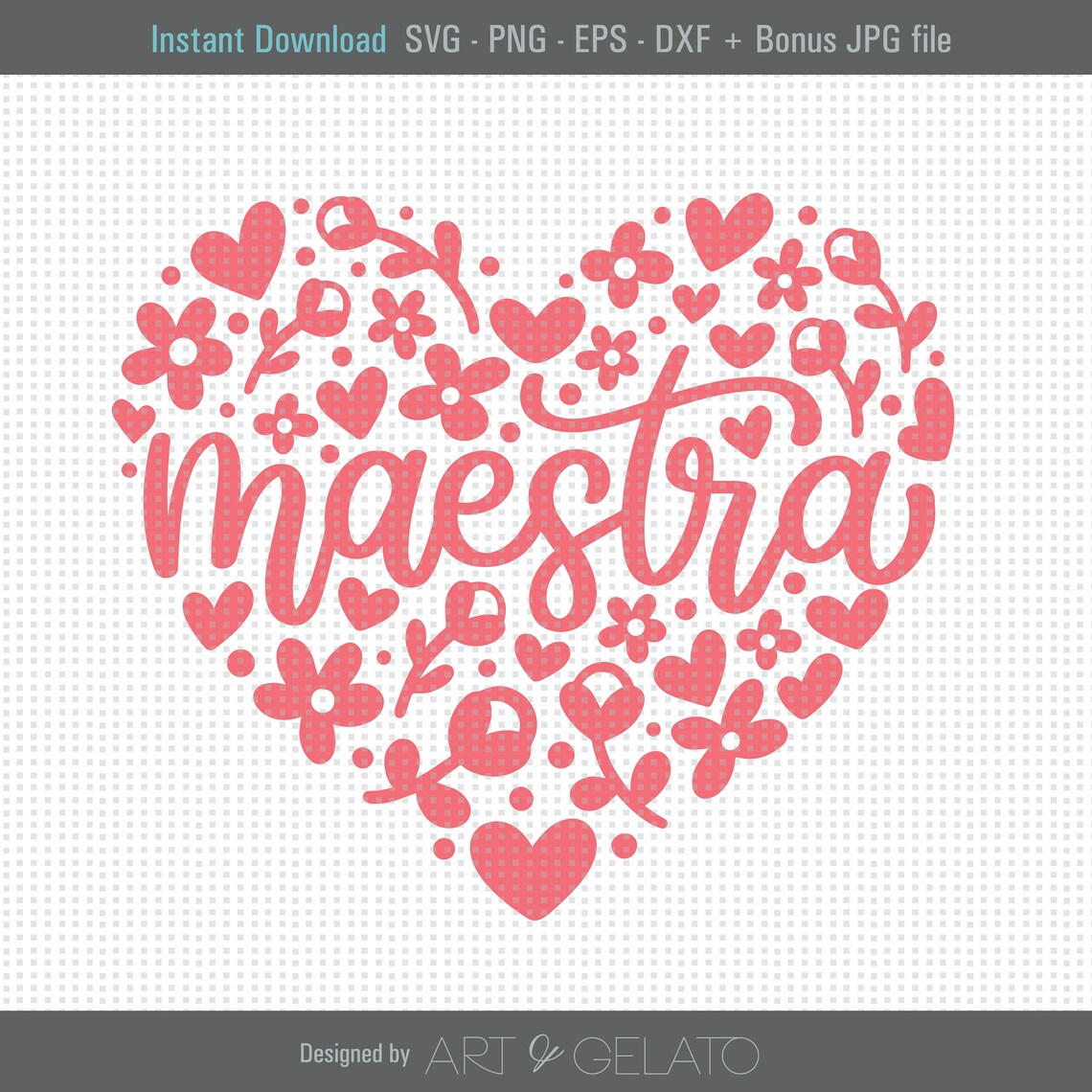 Maestra Floral Heart Spanish Teacher Appreciation Gift Poster