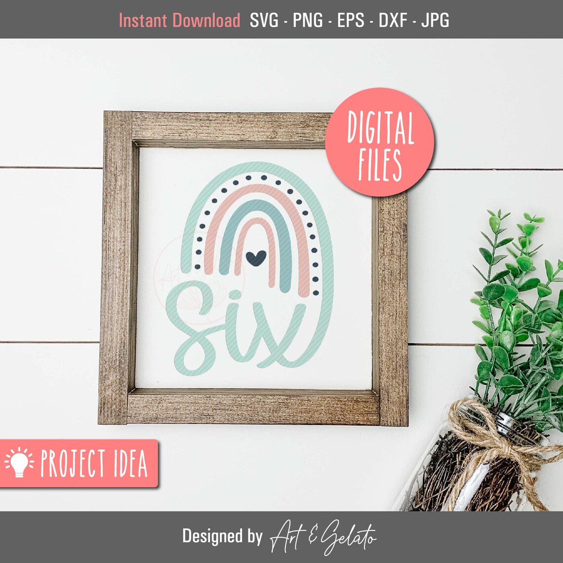 Six Rainbow Birthday Boho Rainbow Art Print - Image 3