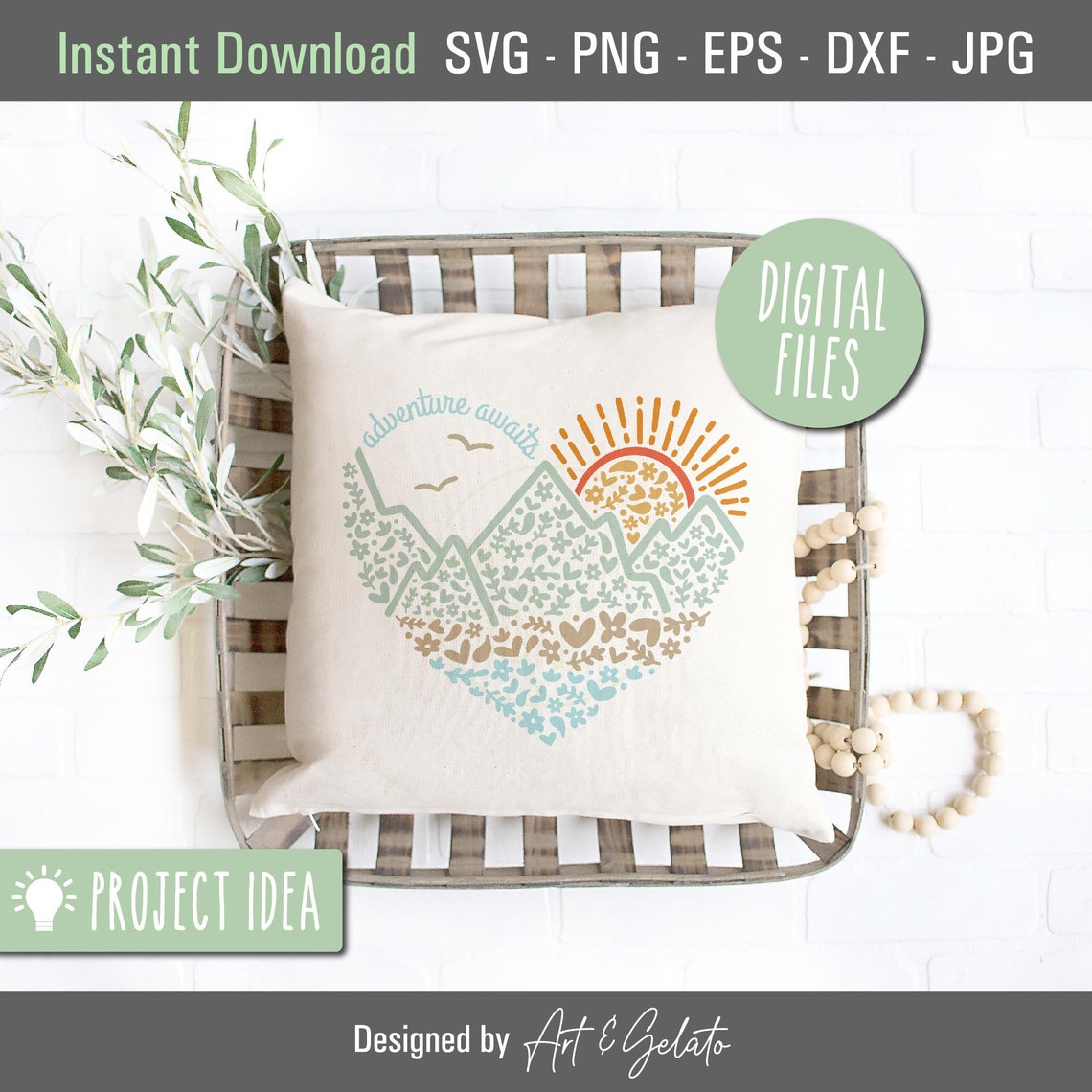 Adventure Awaits Floral Mountains Heart Outdoors Design Poster - Image 3