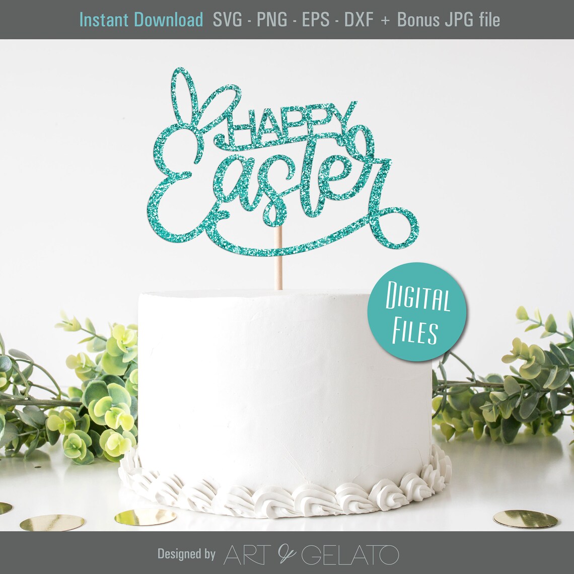Happy Easter Cake Topper, Easter Cutout File