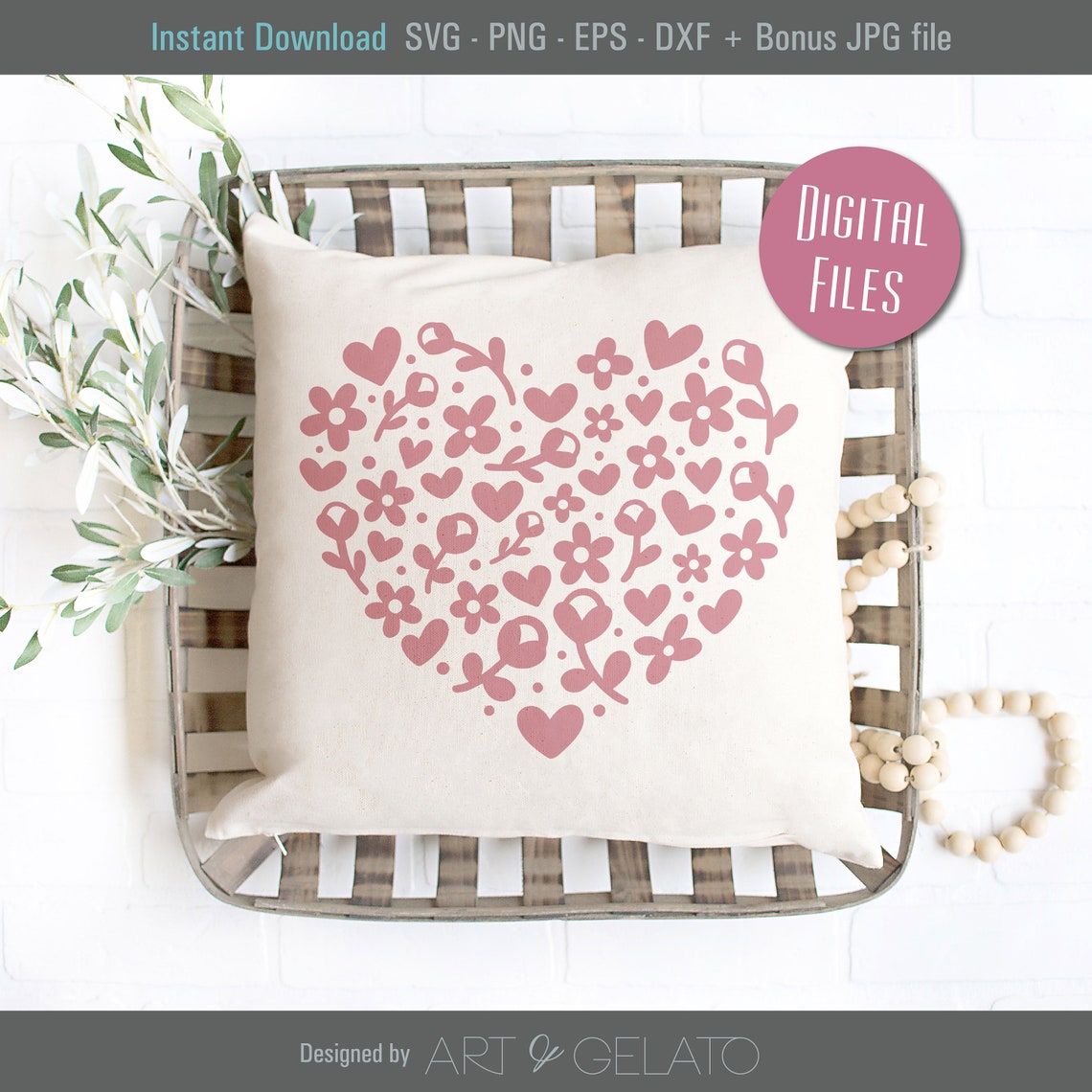 Floral Love Heart Svg Floral Heart Svg Heart Full Of Flowers Svg Flowers Svg Spring Svg Heart And Flowers Svg Daisy Svg Love Svg - Image 3