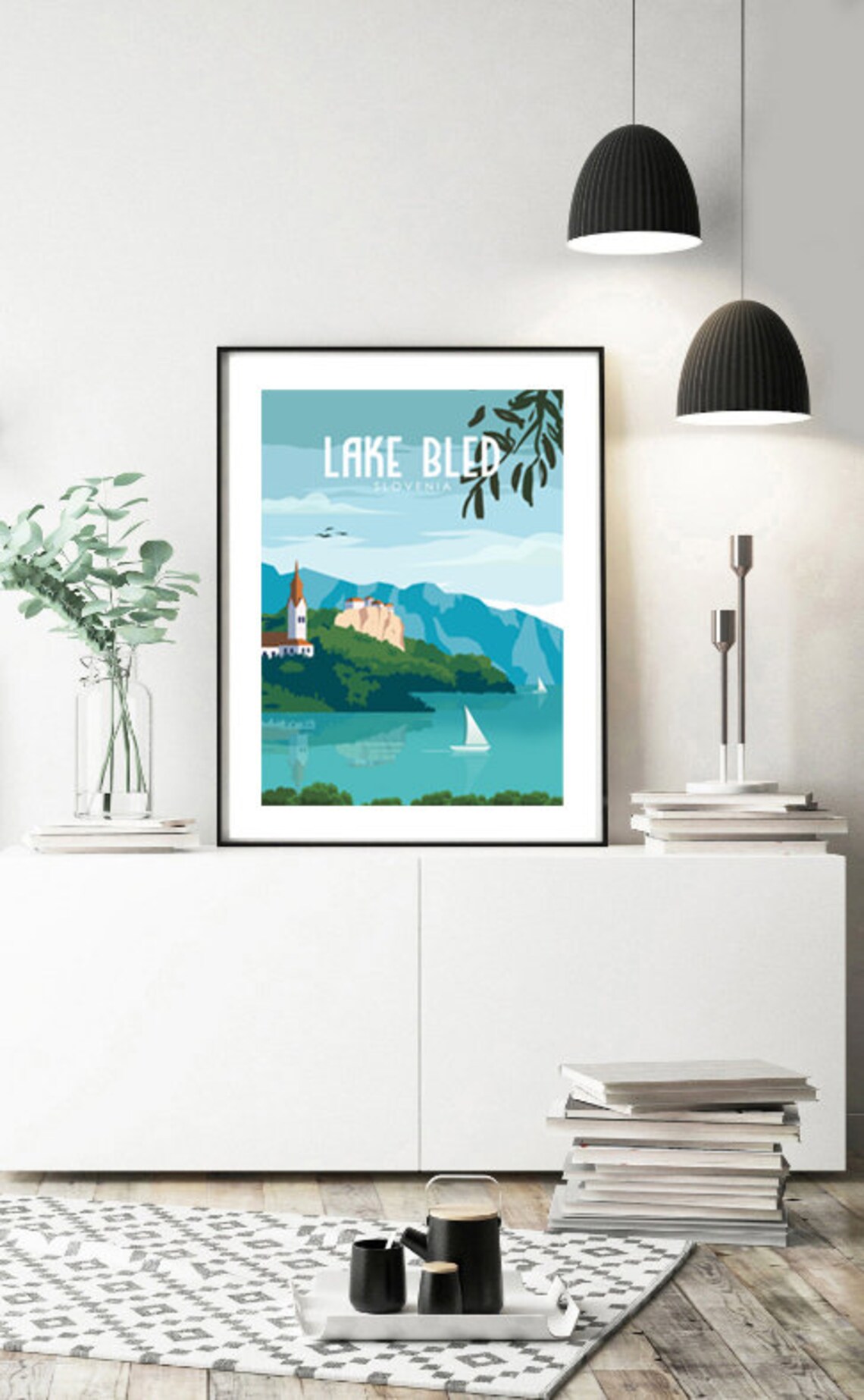 Lake Bled Slovenia Travel Poster, Retro Wall Art - Image 3