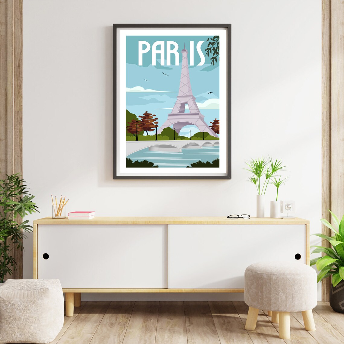 Paris Travel Poster, Retro Eiffel Tower Art Print - Image 3