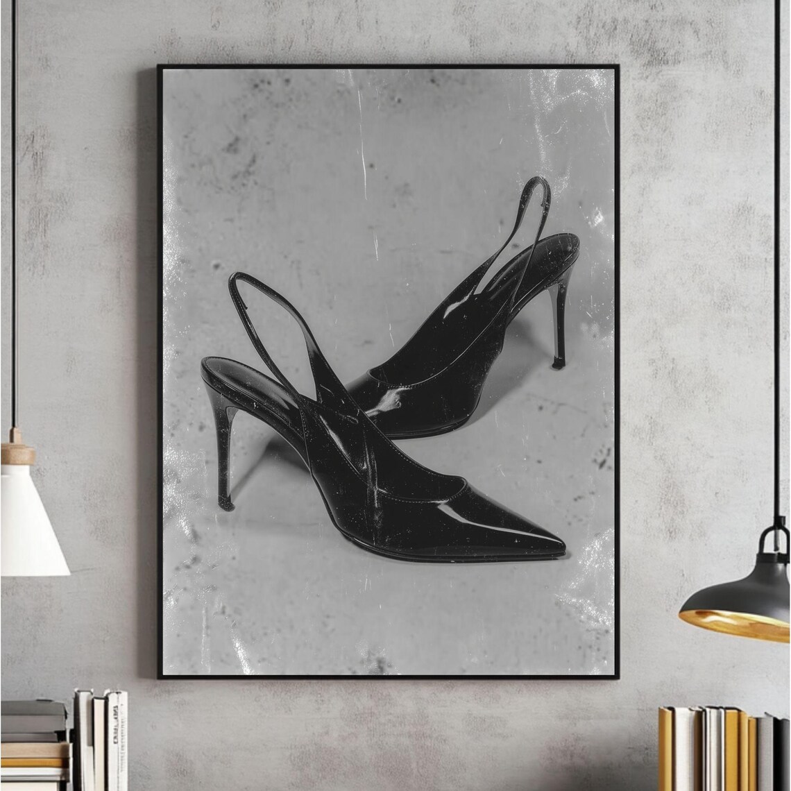 Black Patent Leather Slingback Heels High Fashion Photo Wall Art