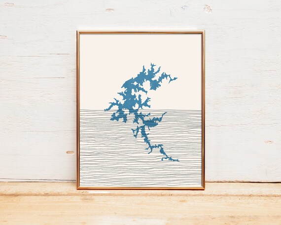 Minimalist Chatuge Lake Map Art Boho Georgia North Carolina Poster