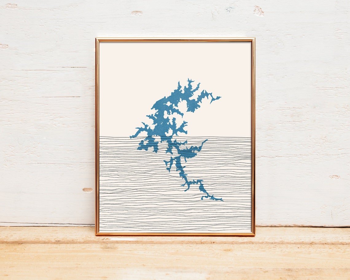 Minimalist Chatuge Lake Map Art Boho Georgia North Carolina Poster
