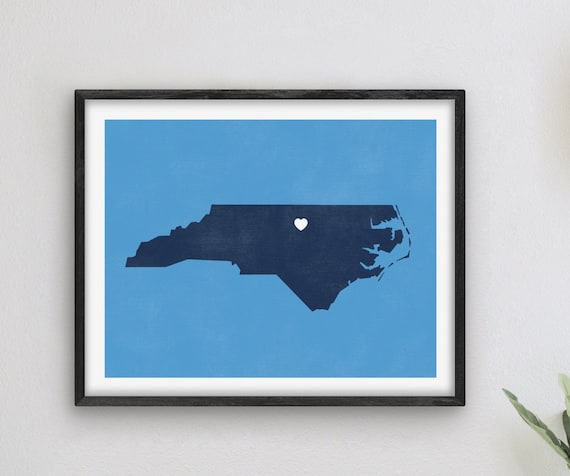 North Carolina Heart Map State Silhouette Graduation Gift Poster