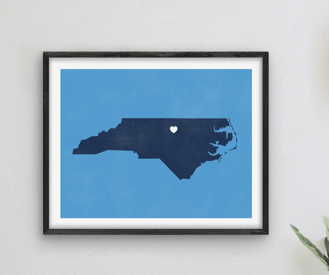 North Carolina Heart Map State Silhouette Graduation Gift Poster