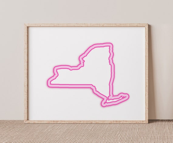 Pink New York Art Bright Map Of Wall Decor Yorker Poster Print Hot