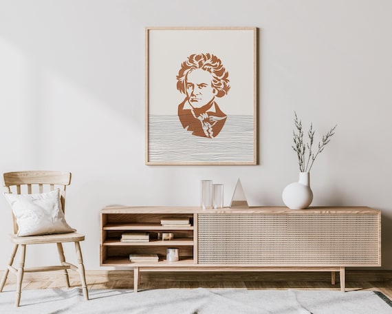 Ludwig Van Beethoven Terracotta Line Portrait Classical Poster