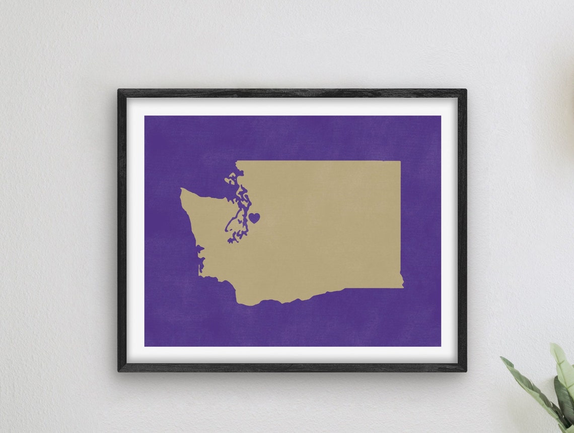 Seattle Washington Heart Map College Town Graduation Gift Poster