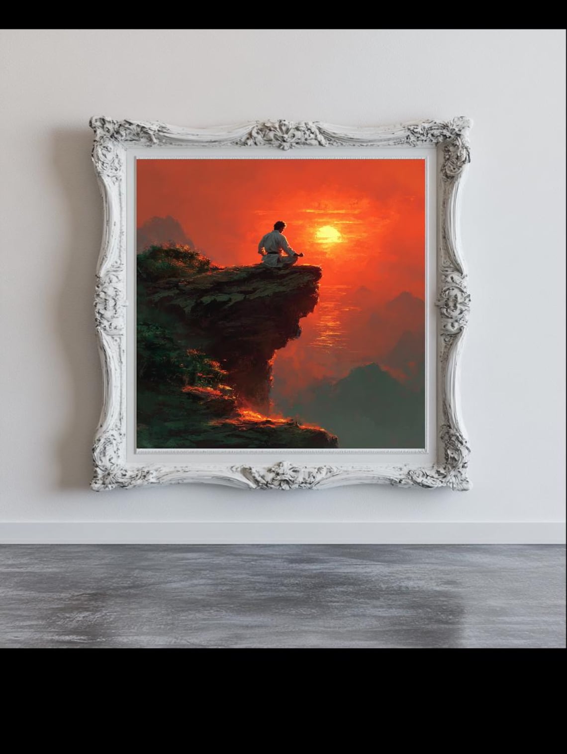 Karate Kid Sitting On Top Of The Mountain Art Print