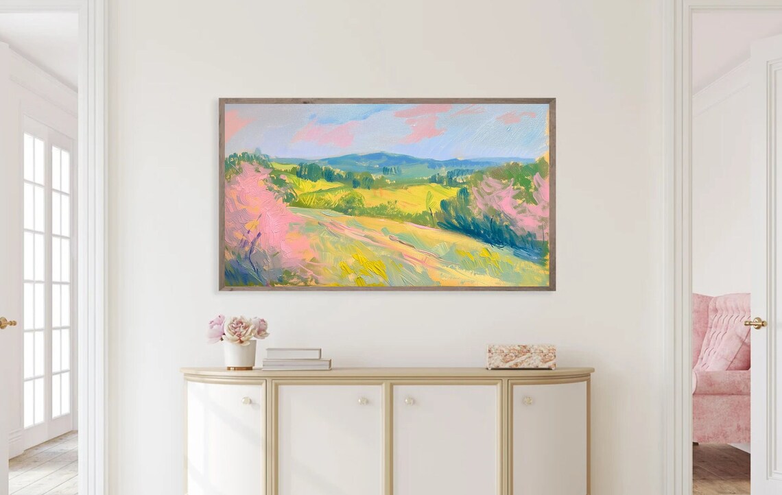Spring Landscape Wildflowers Abstract Art Print - Image 3