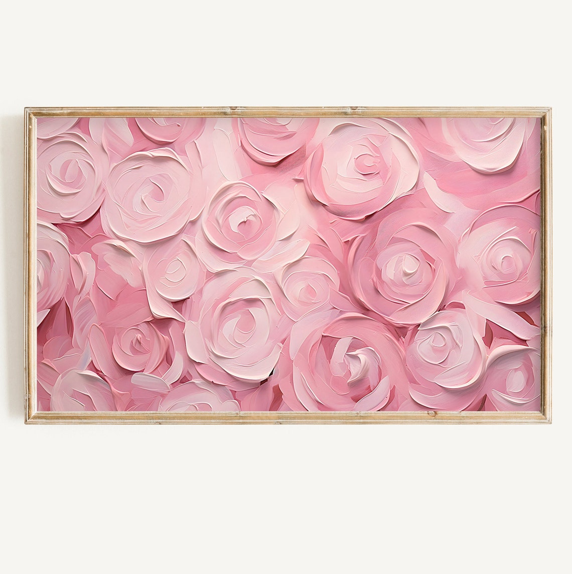 Blush Pink Rose Swirls Textured Abstract Floral Painting Poster