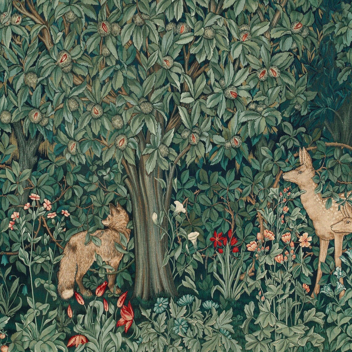 Vintage Woodland Botanical Deer Fox Art Print - Image 3