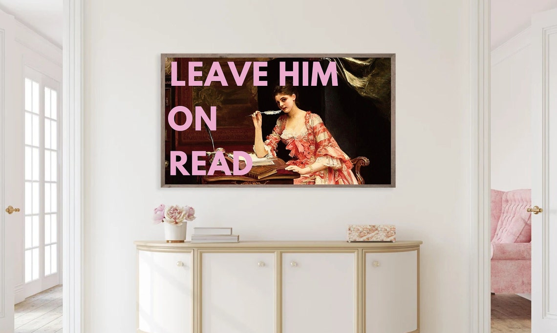 Leave Him On Read Pink Text Rococo Lady Coquette Wall Art Poster - Image 3