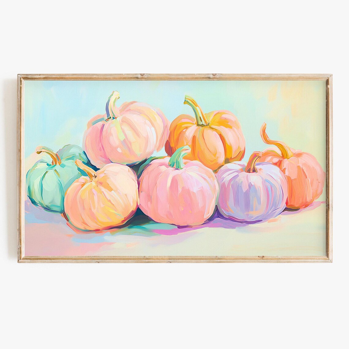 Pastel Pumpkin Painting, Halloween Thanksgiving Art Print