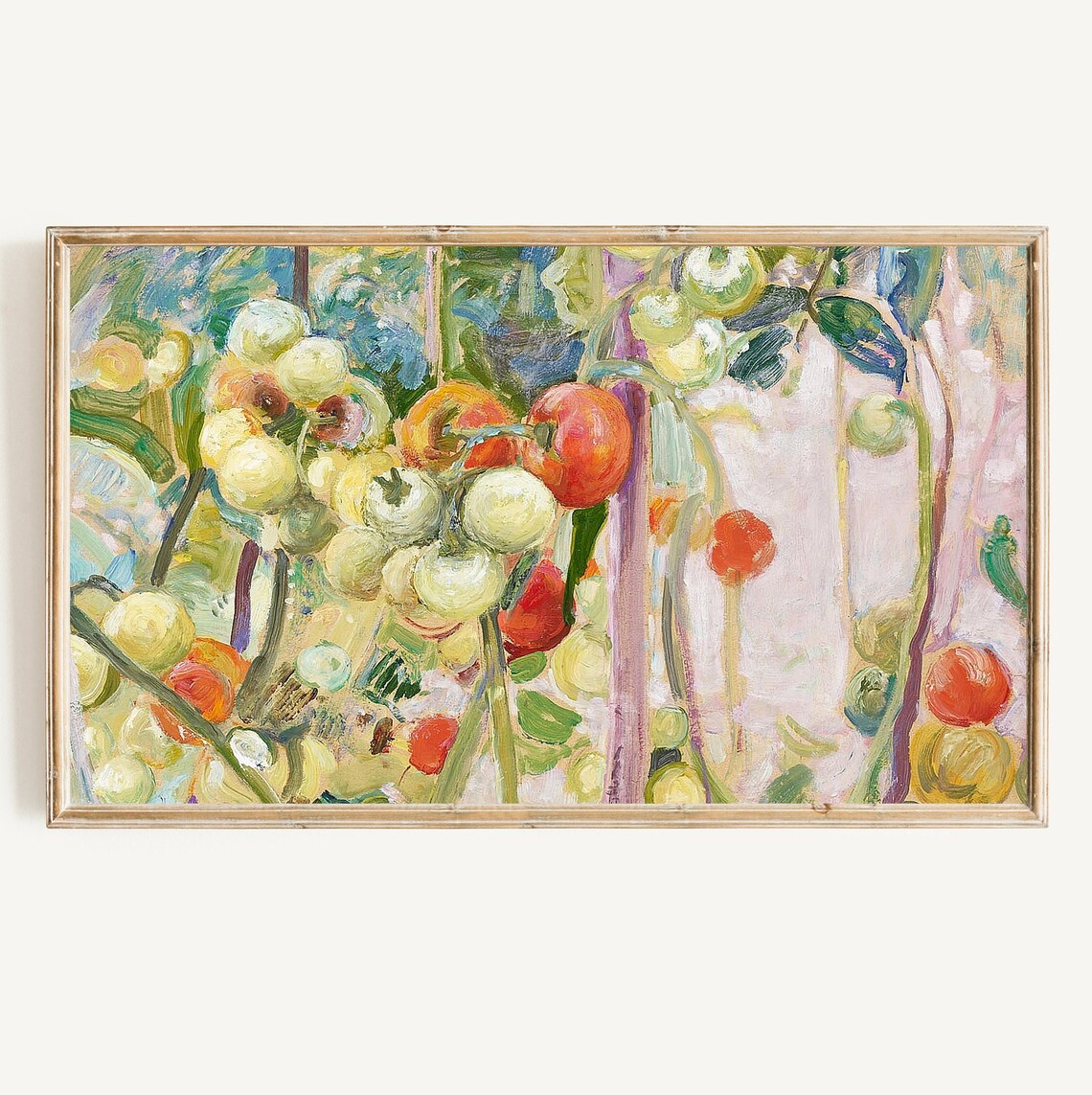 Vintage Summer Painting Art Print, Tomato Garden